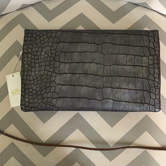 Urban Expressions Grey Heidi Alligator snake skin Clutch Purse - Picture 5 of 5
